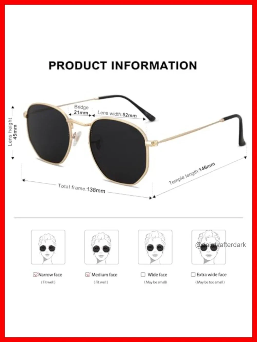 Square Polarized Sunglasses UV400 Protection Metal Frame Unisex